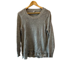 KISMET Grey Knit Soft Bottom Lace Inert Long Sleeve Pullover Sweater L